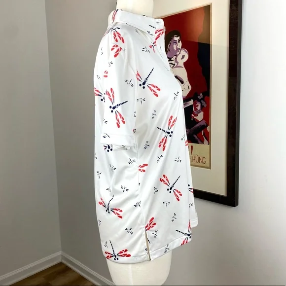 Vintage Dragonfly Hooper Associates 60s 70s Polyester Leisure Shirt Blouse 14 - Picture 4 of 5